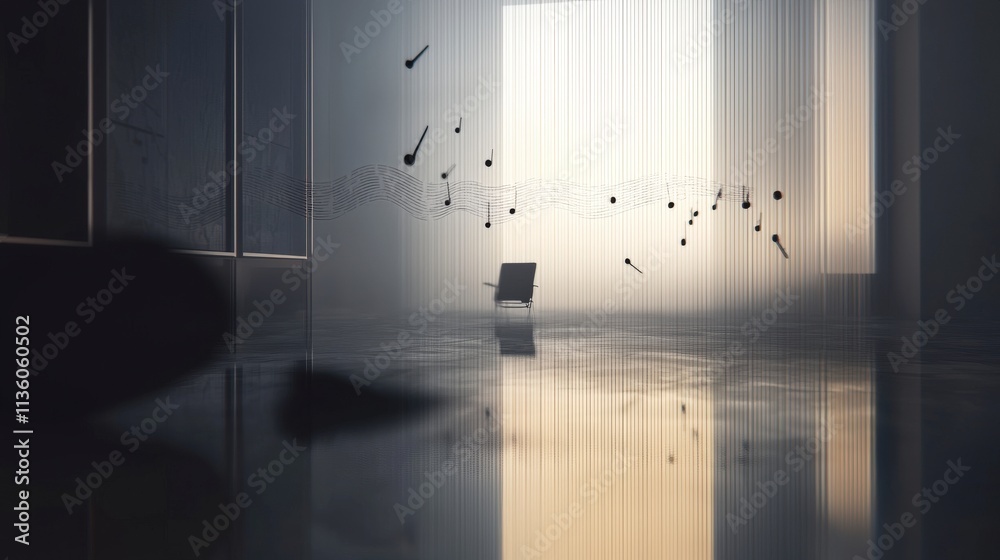 Poster Elegant visualization of rhythmic speech modern studio digital art minimalistic environment abstract viewpoint