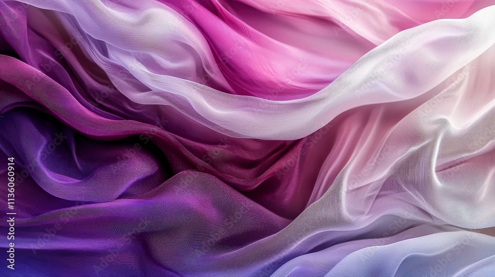 Aufkleber Elegant waves of soft gradients abstract background textiles digital art close-up fluidity and serenity