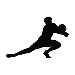 Abstract silhouette of a handball player on white background. Handball player man are throws the ball. Vector illustration