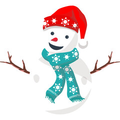 snow man vector with isolated white background 