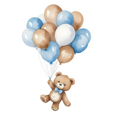 Watercolor Teddy Bear Clipart Vector Illustration