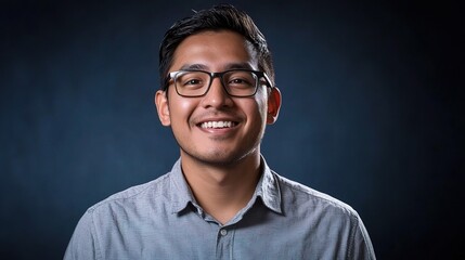 Fototapeta premium Modern IT Worker Smiling at Camera in Professional Attire