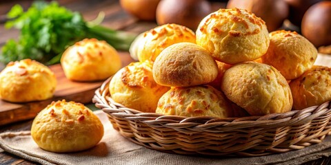 Candid Photography of Delicious Brazilian Cheese Bread, Also Known as Chipa, Pan de Bono, and Pan de Yuca, Perfectly Baked with Copy Space for Culinary Use