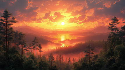 sunset in the mountains