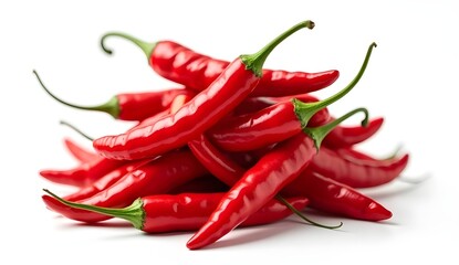This vibrant image showcases a cluster of bright red chili peppers