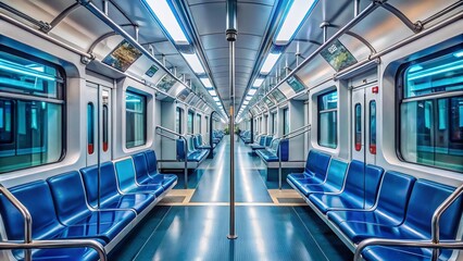 Empty Russian Metro Car, Modern Subway Tunnel