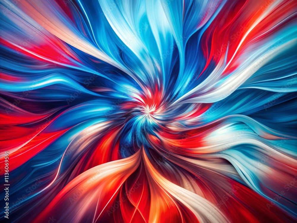 Poster captivating long exposure of red, white, and blue abstract art background with dynamic movement and 