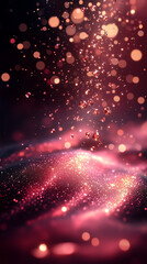 Fototapeta premium Geometric Red Black Gems Crystal Sand Cascade Bokeh Floating Glass Metallic Glow 3D Design Abstract Art Shapes Modern Rustic Element Aesthetic Wallpaper Background