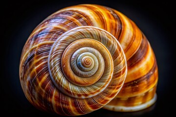 Captivating Macro 4k Video of a Rotating Spiral Seashell Showcasing Intricate Mollusk Texture in Low Light Environment, Studio Setting at 60 fps for Stunning Visuals