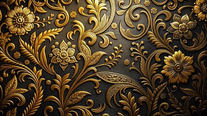 Gold Floral Leather Background - Luxurious Design