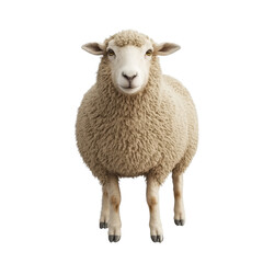 Fototapeta premium Realistic Sheep Portrait Against Simple Background