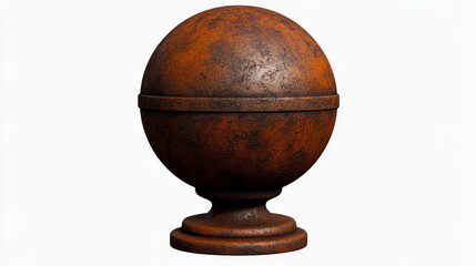 Rusty Orb: A weathered and aged sphere, rusted and worn by time, sits atop a pedestal, evoking a sense of history, decay, and industrial charm.  