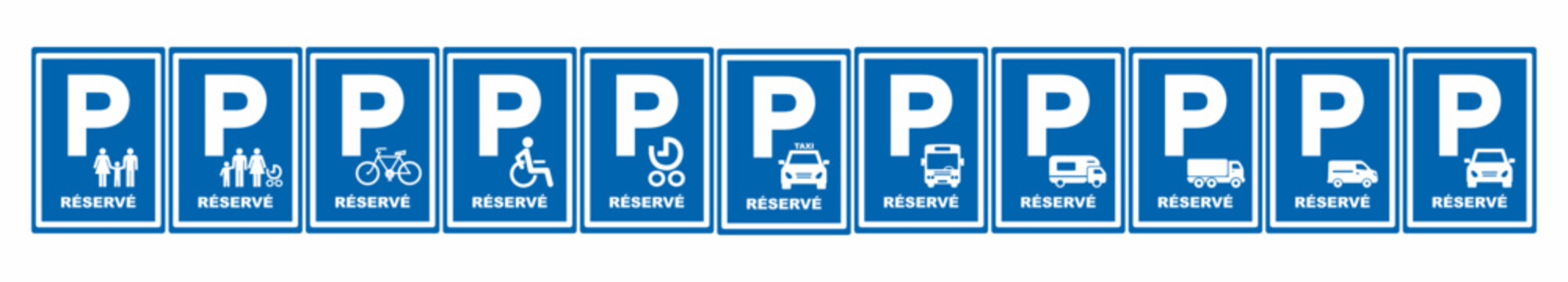 large group of traffic signs, set road signs, r&eacute;serv&eacute; text, vector symbols