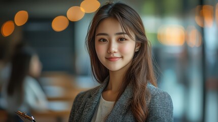 Obraz premium Experienced female teacher engages with students in a modern classroom setting