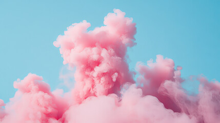 Puffs of Pink Smoke Against a Tranquil Blue Background