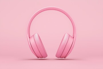 Obraz premium Elegant pink headphones mock up isolated on a soft pink background