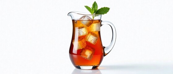 Refreshing Iced Tea Pitcher - Summer Beverage Image - Glass Pitcher with Ice