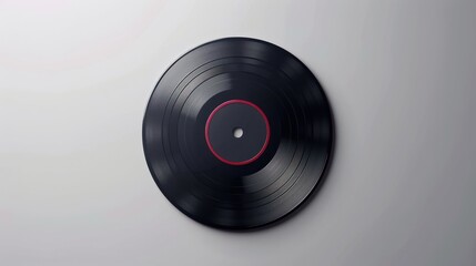 Obraz premium A classic black vinyl record displayed against a minimalist background highlighting its timeless design and nostalgic appeal.