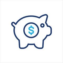 Piggy bank line icon, coin money vector illustration