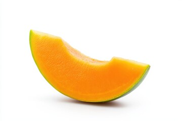 Vibrant slice of papaya showcasing its fresh orange flesh against a clean white background