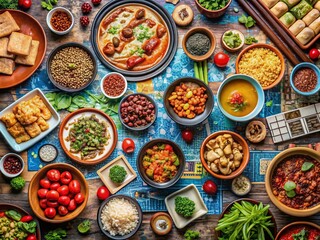 Fototapeta premium Chengdu Food Map: Delicious Sichuan Cuisine Photography - A Culinary Journey