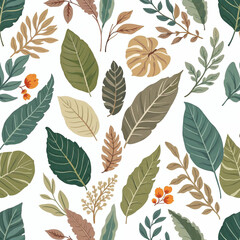 Obraz premium Seamless pattern with flowers and leaves, floral background, romantic background