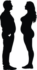 Black silhouette of a man and a woman. Male and female gender. Body silhouettes for medicine.