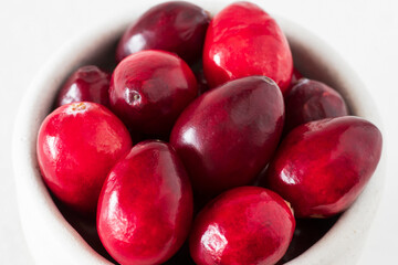 Close-up of fresh red cranberries