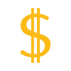 żółty symbol dolara, grafika wektorowa