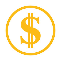 żółty symbol dolara, grafika wektorowa