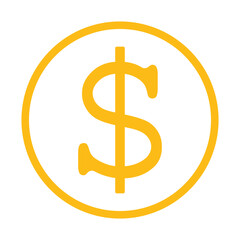 żółty symbol dolara, grafika wektorowa