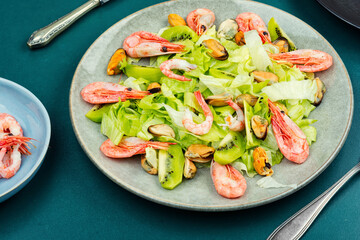 Salad from seafood, healthy and diet food.