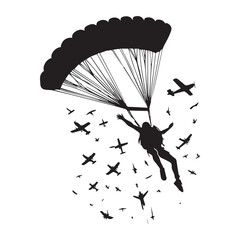 Skydiving Silhouette Vector 