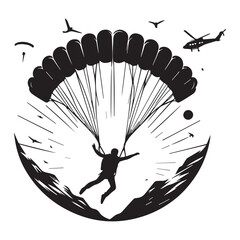 Skydiving Silhouette Vector 