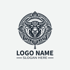 Ox Logo Design, Chinese Zodiac Logo, Year of the Ox Logo, Asian Culture Logo, Animal Logo