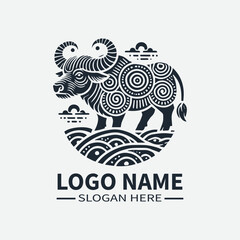 Ox Logo Design, Chinese Zodiac Logo, Year of the Ox Logo, Asian Culture Logo, Animal Logo