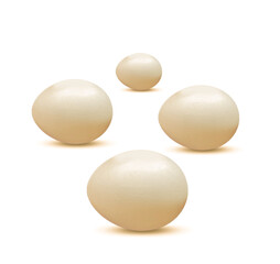 closeup of brown chicken eggs isolated on white background