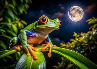 Fototapeta premium Costa Rica Rainforest Night Wildlife: Low Light Animal Photography