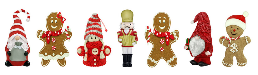 Christmas decorations isolated on white background