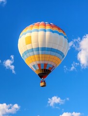 Fototapeta premium Colorful Hot Air Balloon Ascending into Clear Blue Sky : Generative AI
