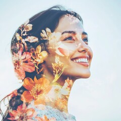 Woman's smile with floral overlay