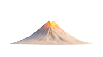 A stylized mountain peak with a glowing summit, showcasing smooth, layered slopes in a soft color palette.