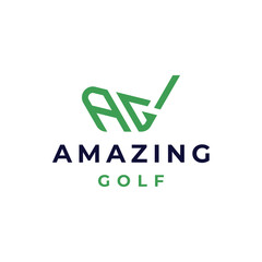 golf logo design, or golf stick with the letters AG