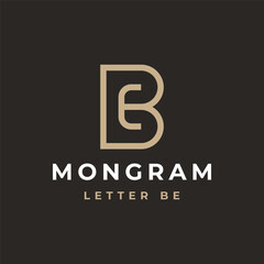 modern minimalist logo BE or monogram initial letter BE