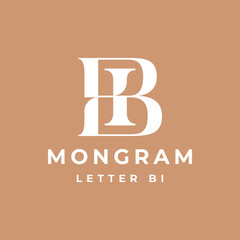 luxury and elegant monogram initial letter BI