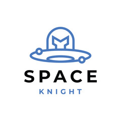 technology logo design or spaceship with a knight helmet