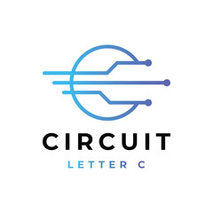 logo design technology or abstract circuit with the letter C