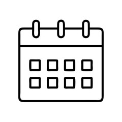 calendar icon, back to school line art, education icon - simple black line art icon of calendar, symbolizing back to school celebrations. education vector art.
