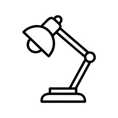 desk lamp icon, back to school line art, education icon - simple black line art icon of desk lamp, symbolizing back to school celebrations. education vector art.