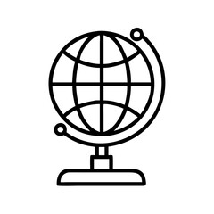 globe with stand icon, back to school line art, education icon - simple black line art icon of globe with stand, symbolizing back to school celebrations. education vector art.